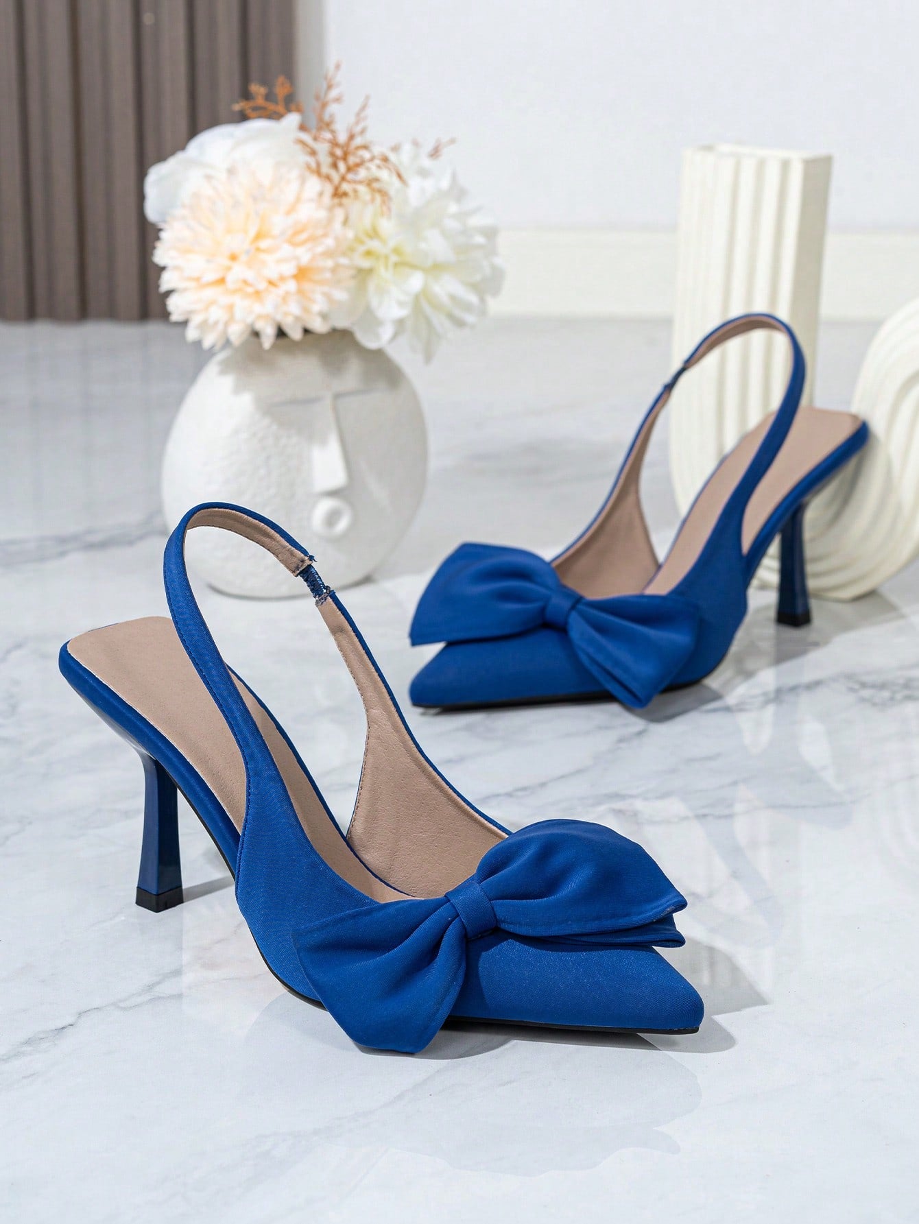 Fashionable Women's High-Heeled Pointed Toe Bow Knot Design Hollow Out Shoes