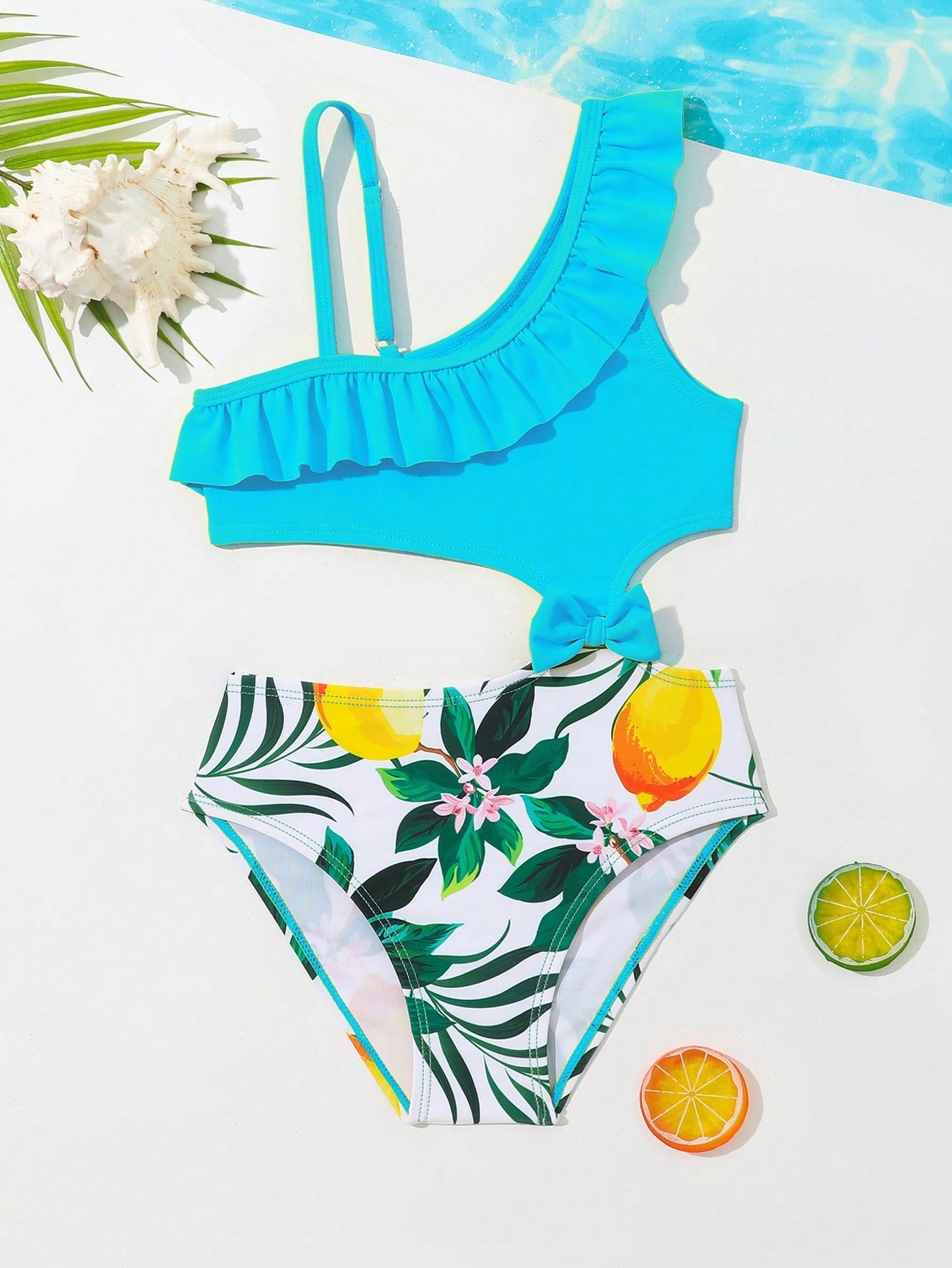 Young Girls' Colorful Printed One-Piece Swimwear