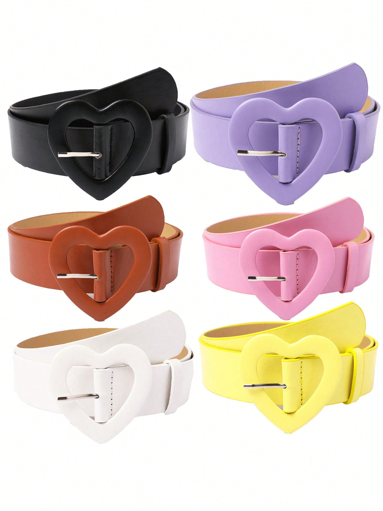 1pc Girl Chic Belt With Heart-Shaped Buckle, Daily Wear Slim Casual Belt