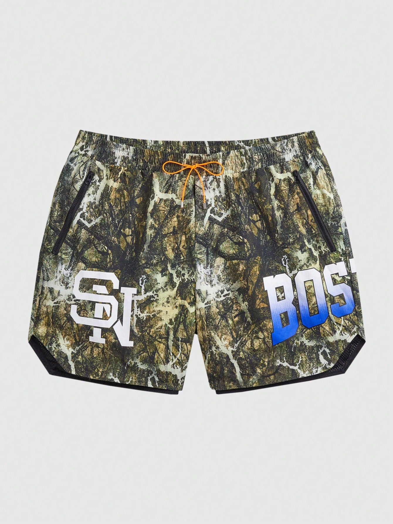 Men Plus Size Woven Printed Straight Shorts Baggy Drawstring Camo Graphic Colorful Going Out Street Wear