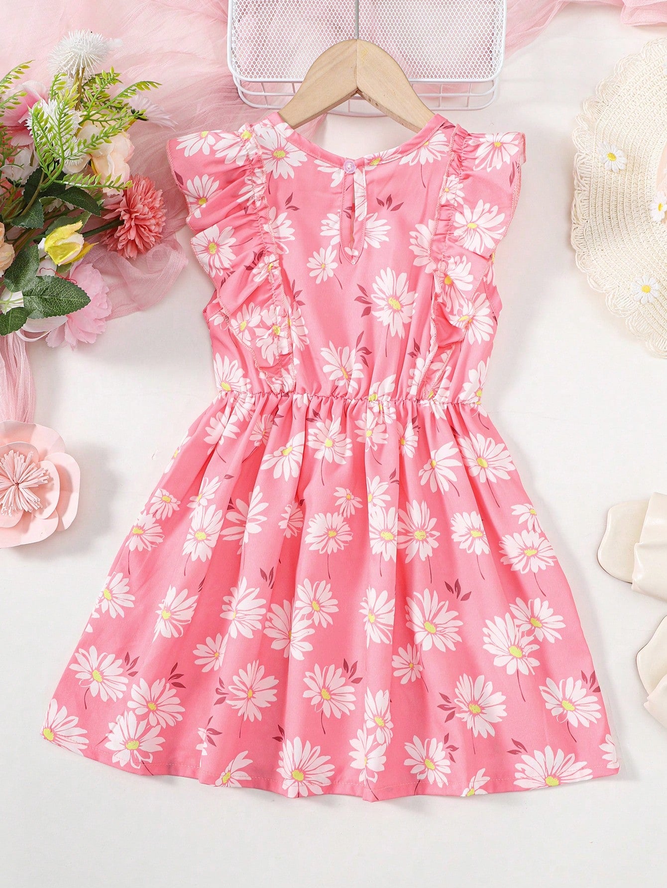 Young Girl Summer Sleeveless Dress Fashionable Sweet And Casual Style Children Refreshing Breathable Waist-Cinching Dress