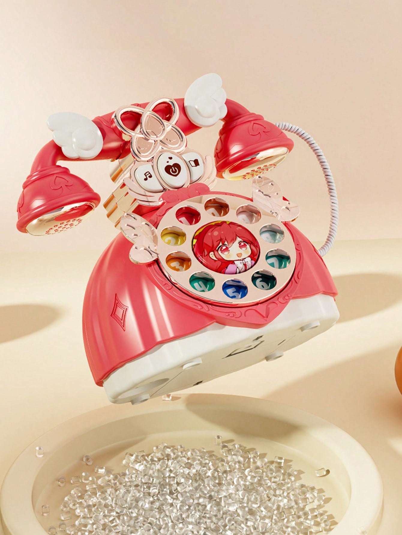 1pc Princess Vintage Telephone Toy With Music And Simulation Function, Color Random