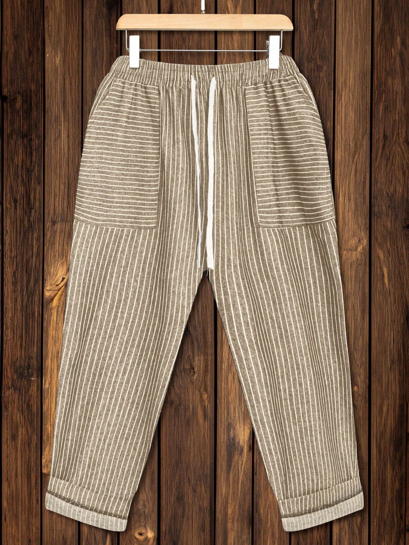 Plus Size Drawstring Waist Striped Sweatpants