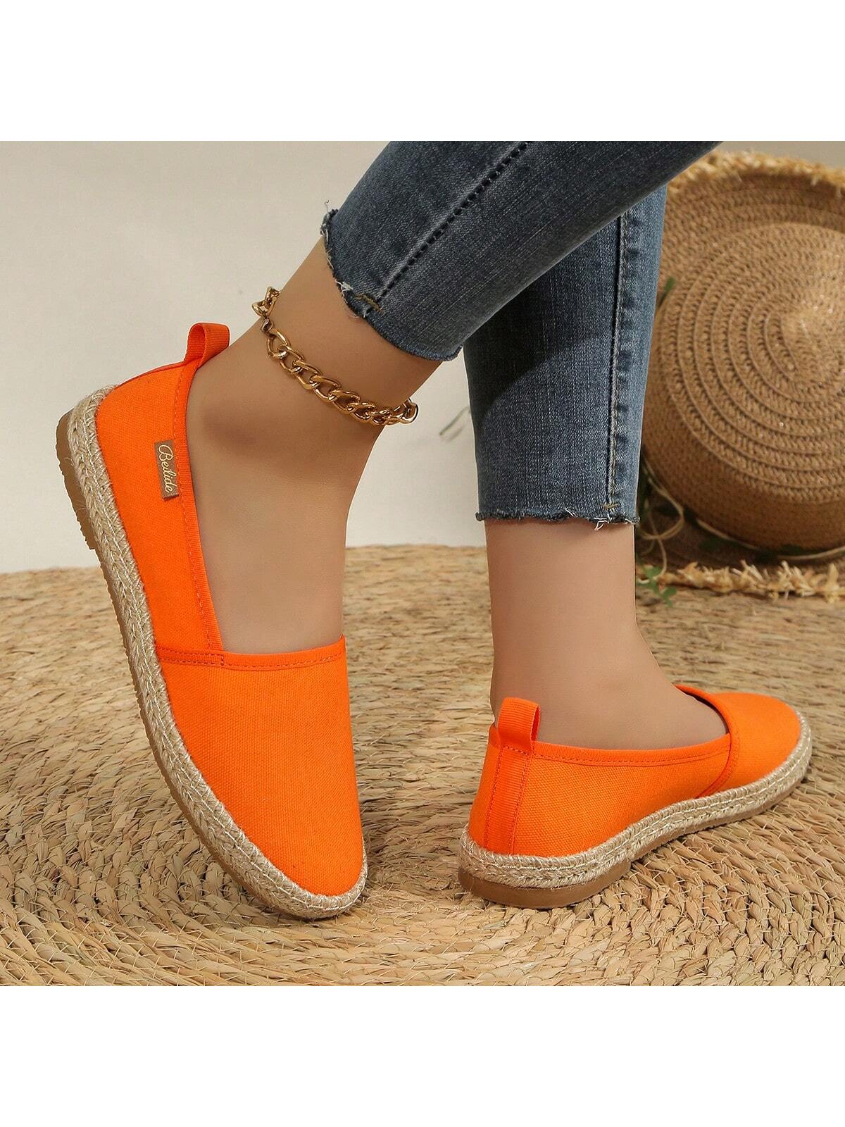 2024 Vintage Flat Jute Rope Lightweight Breathable Solid Color Trendy Shoes For Summer