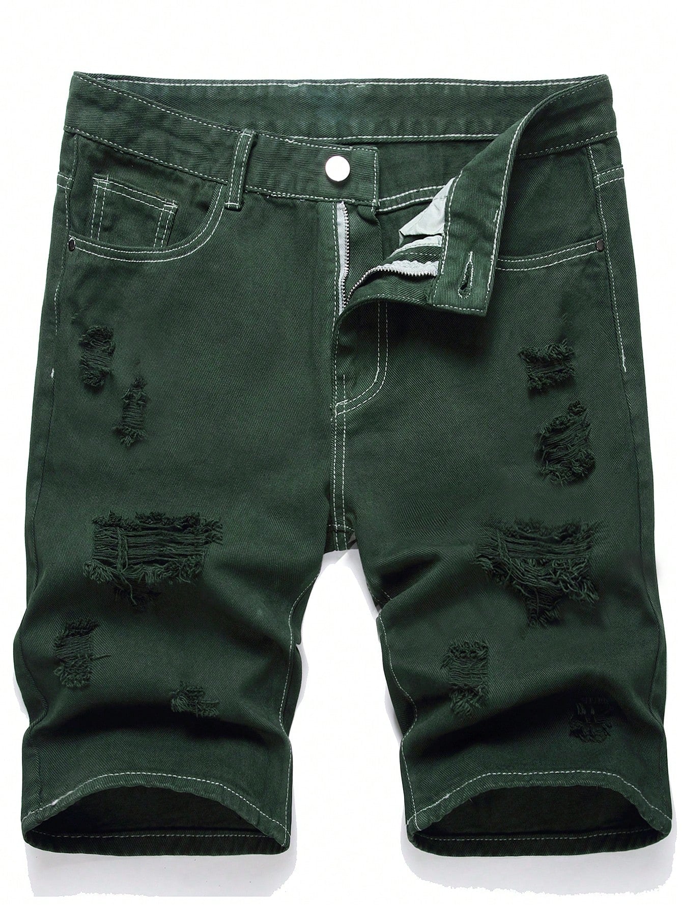 Tween Boy Black Grey Slim Straight Leg Ripped Denim Shorts