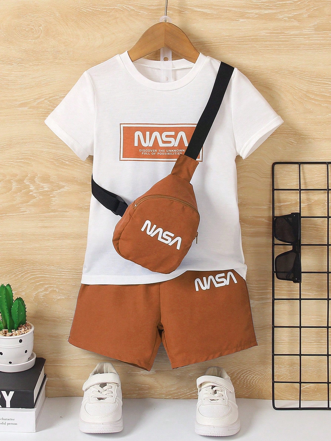 Young Boy 3pcs/Set T-Shirt+Shorts+Backpack Casual Sporty Fashion Streetwear Outfits