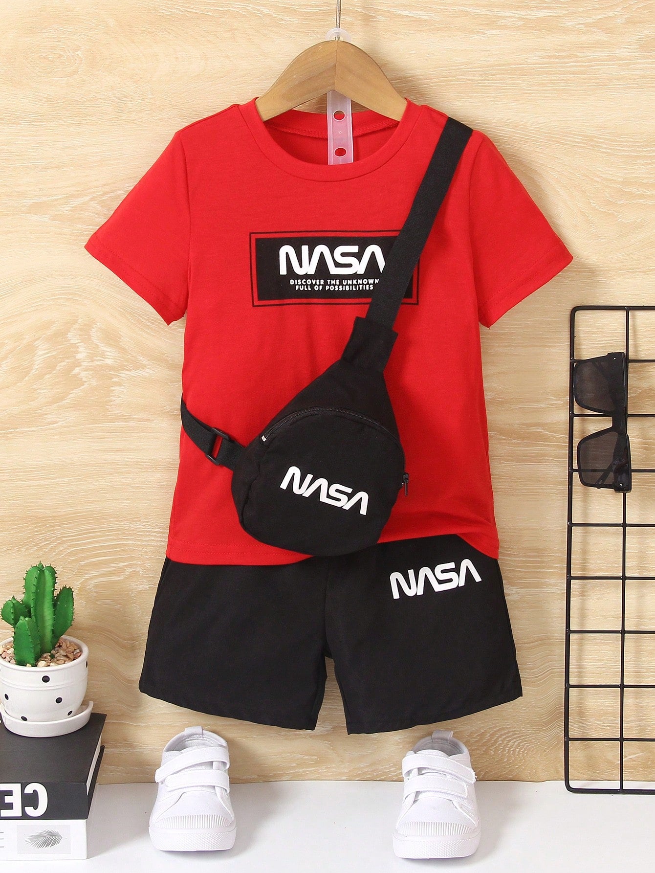 Young Boy 3pcs/Set T-Shirt+Shorts+Backpack Casual Sporty Fashion Streetwear Outfits