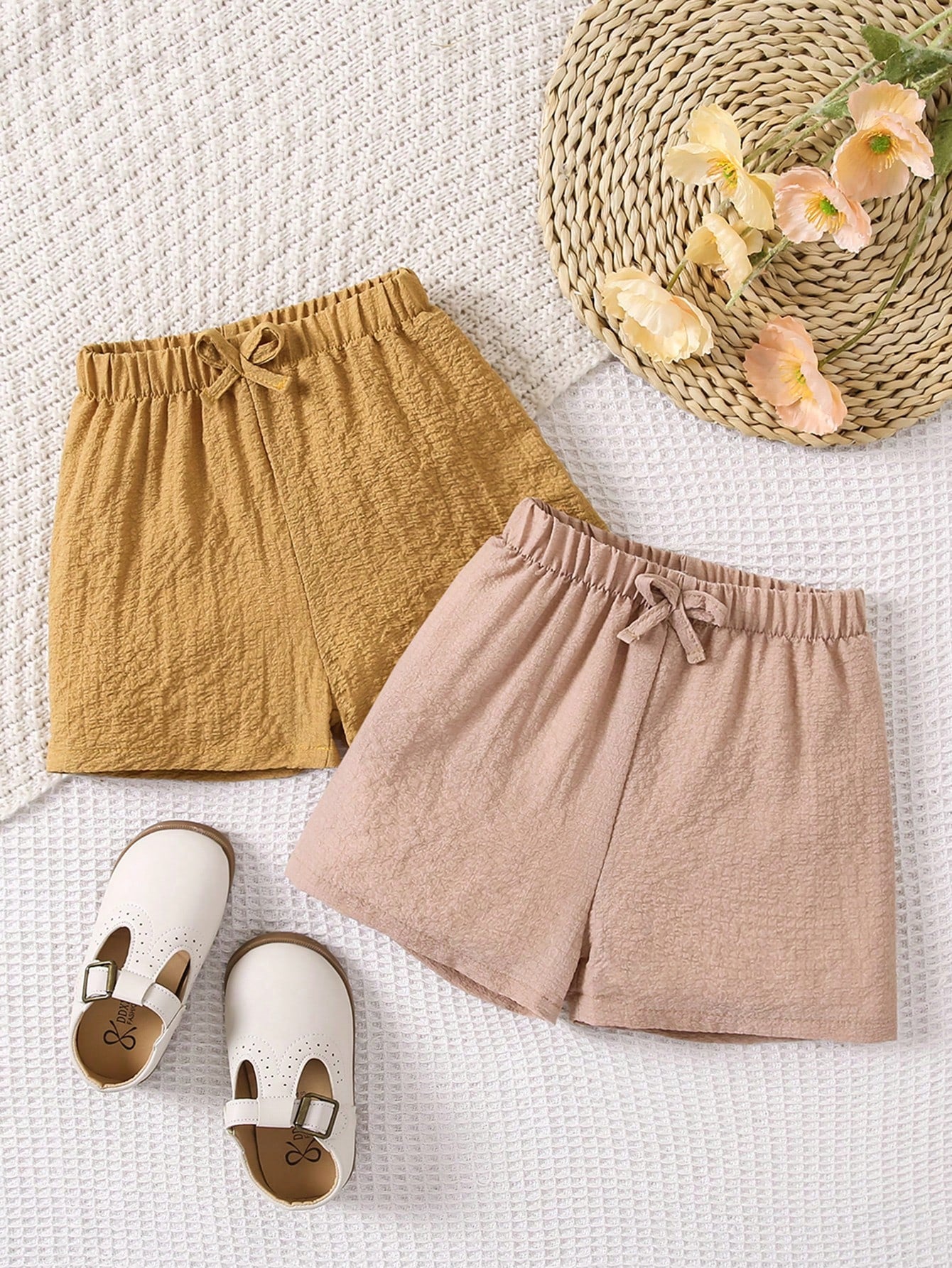 Young Girl 2pcs Bow Front Shorts