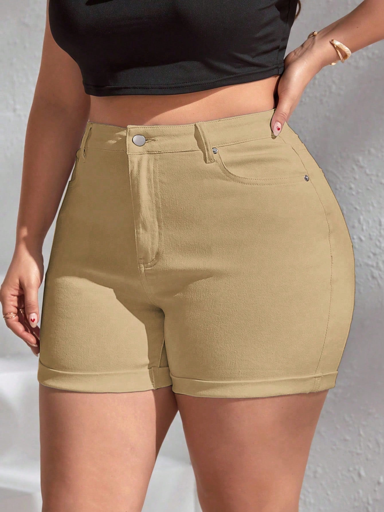 Frenchy Plus High Waist Denim Shorts