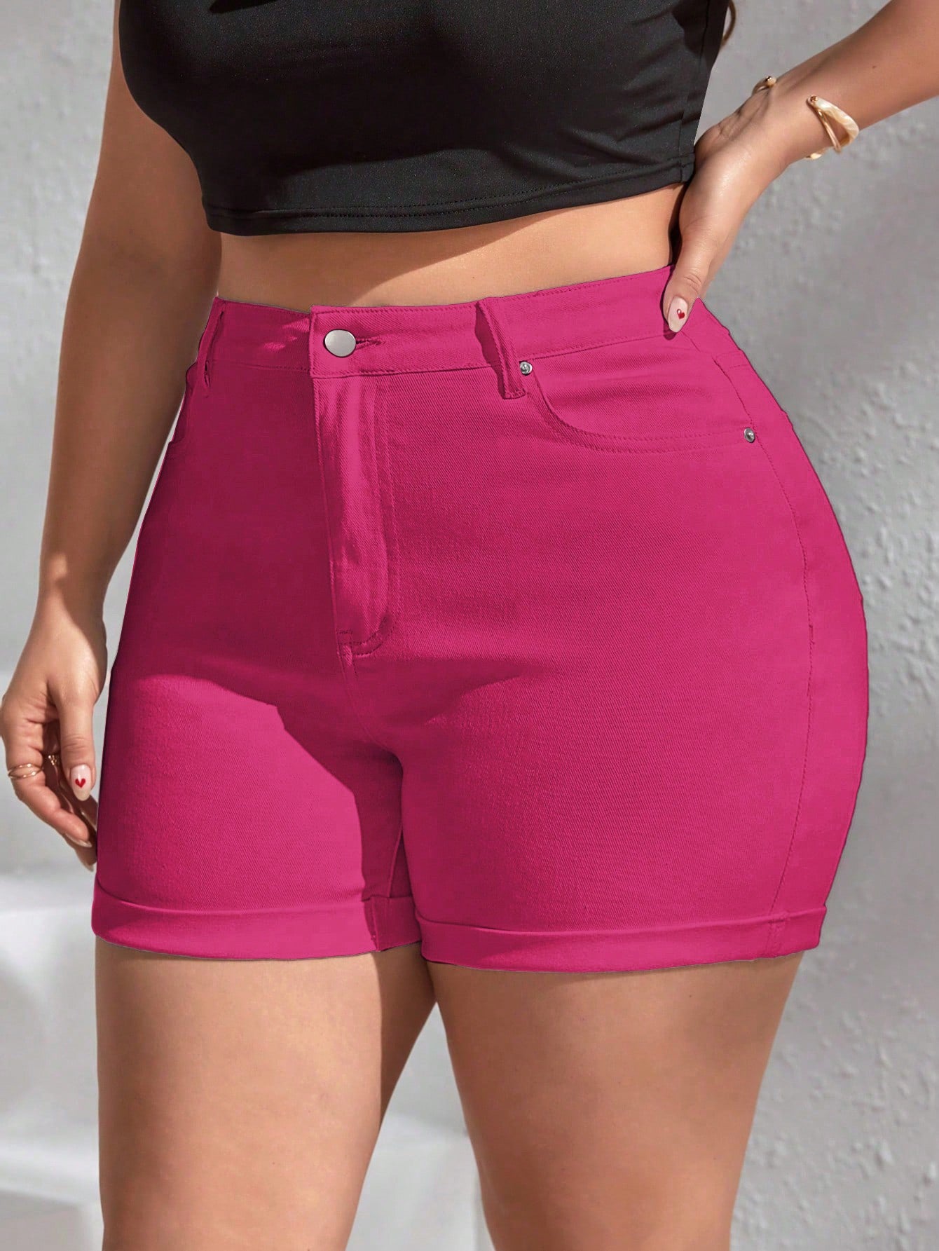 Frenchy Plus High Waist Denim Shorts