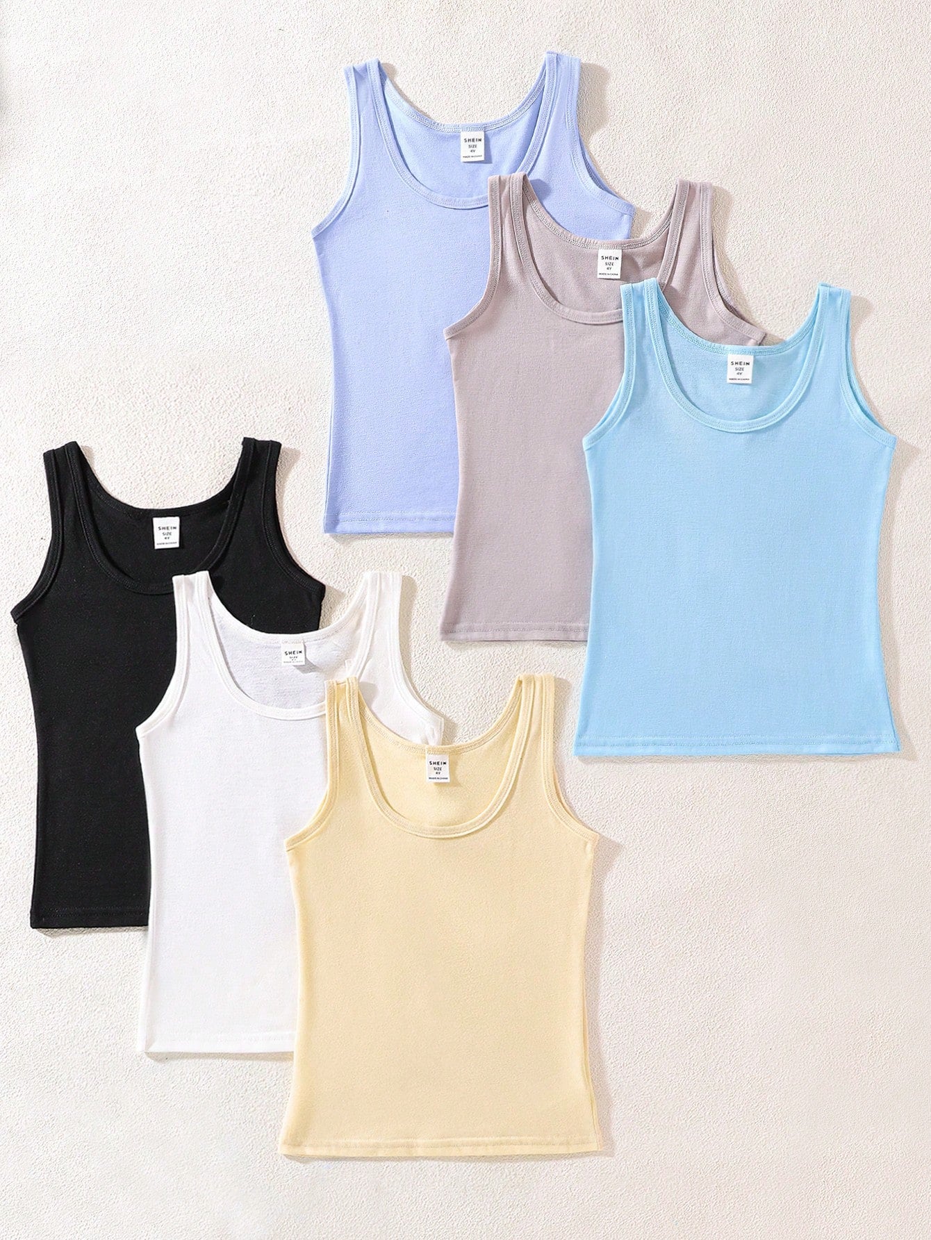 Young Boy 4 Seasons Solid Color Round Neck Vest Underwear 6-Pack