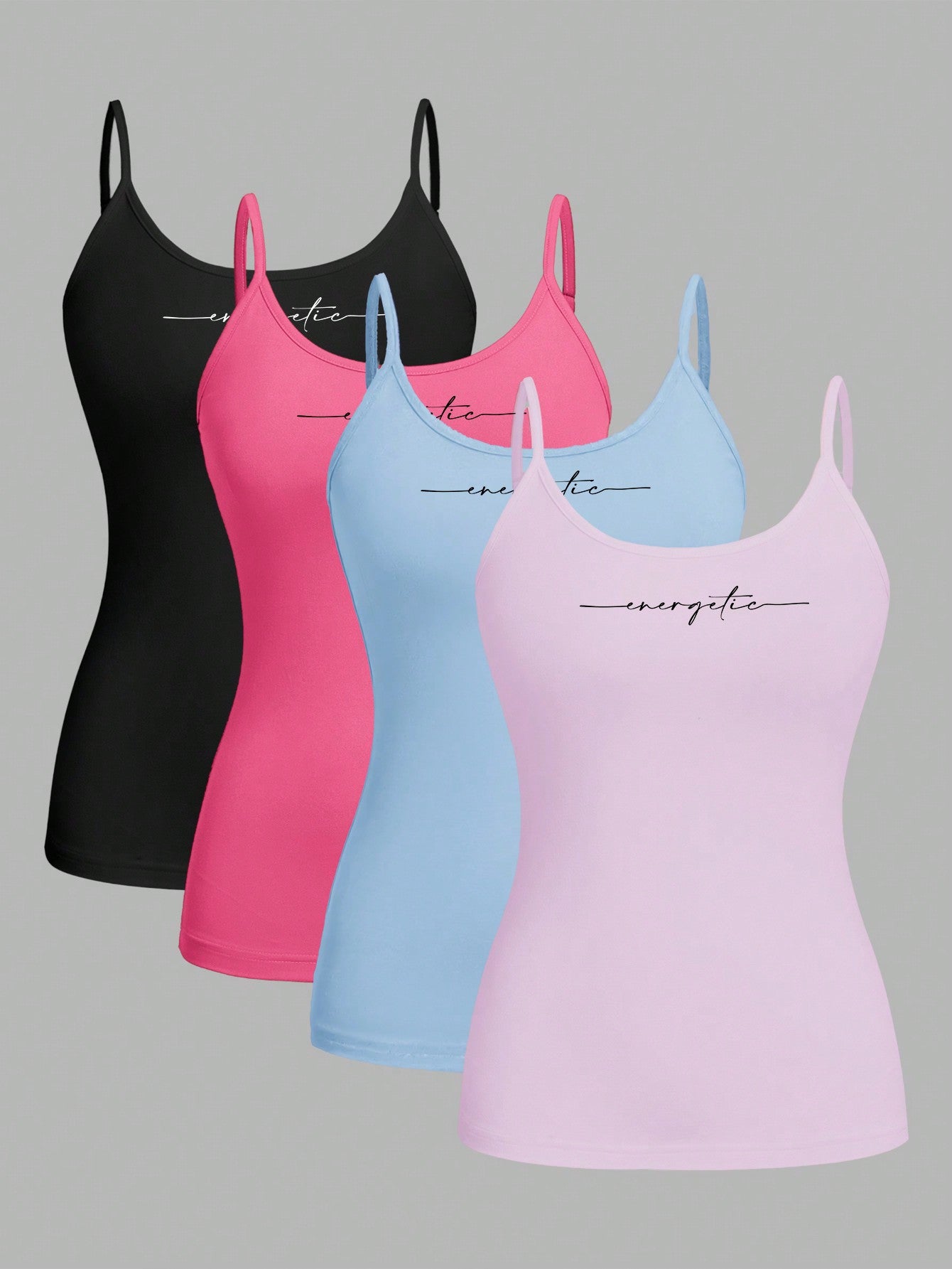 4pcs Casual All-Match Tank Tops Set For Women, Slim Fit, Suitable For Summer