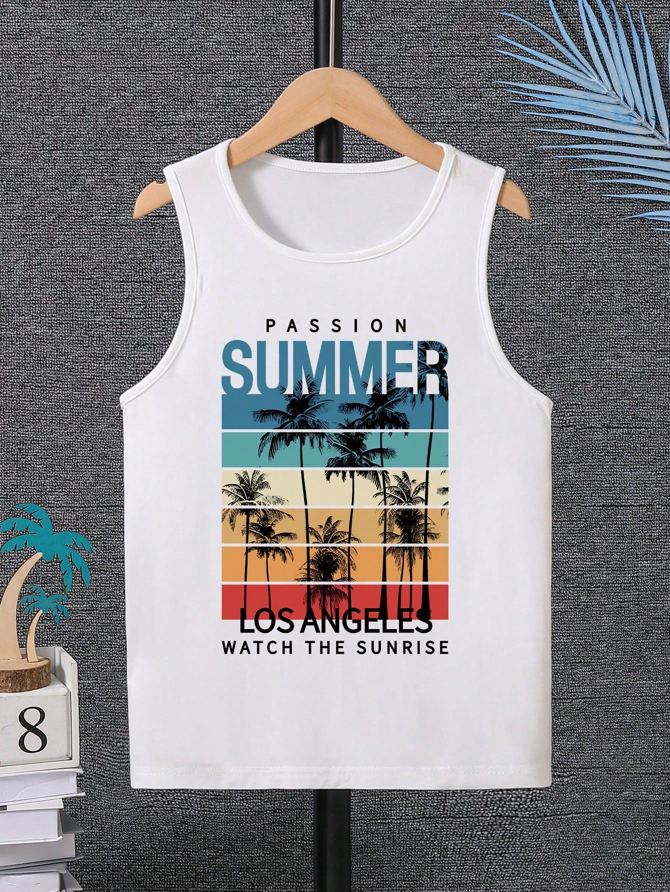 Tween Boy Round Neck Letter Printed Sleeveless Casual Vest, Summer