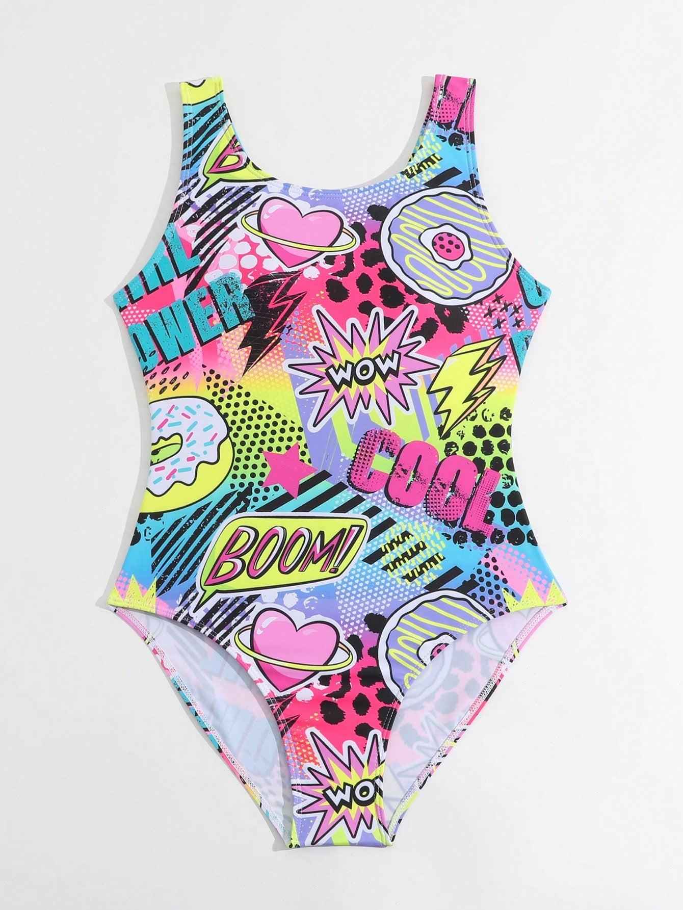 Tween Girl One-Piece Swimsuit With Random Print