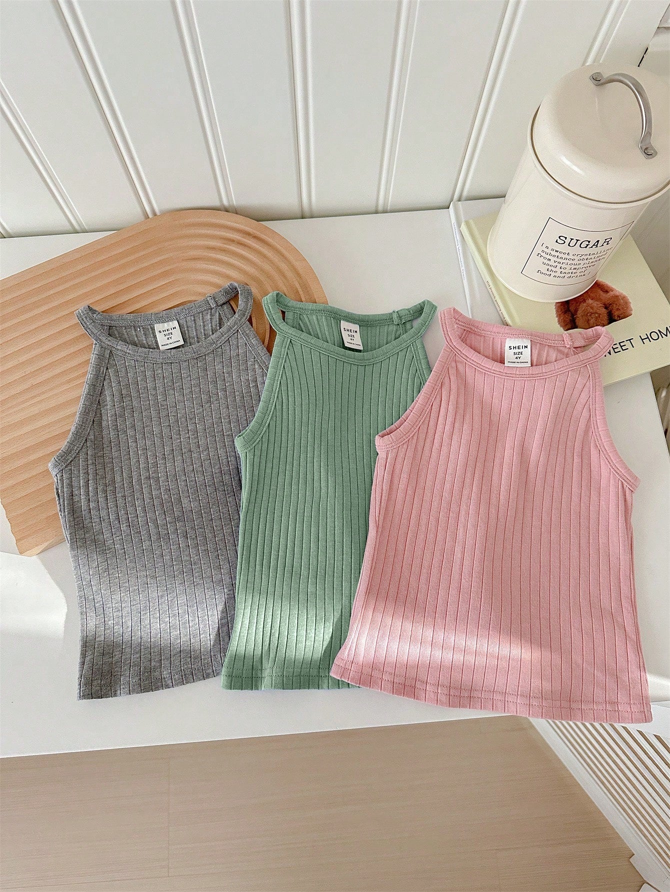 Young Girl Sporty & Cool Knit Tank Top, Ribbed, Solid, 3pcs/Pack