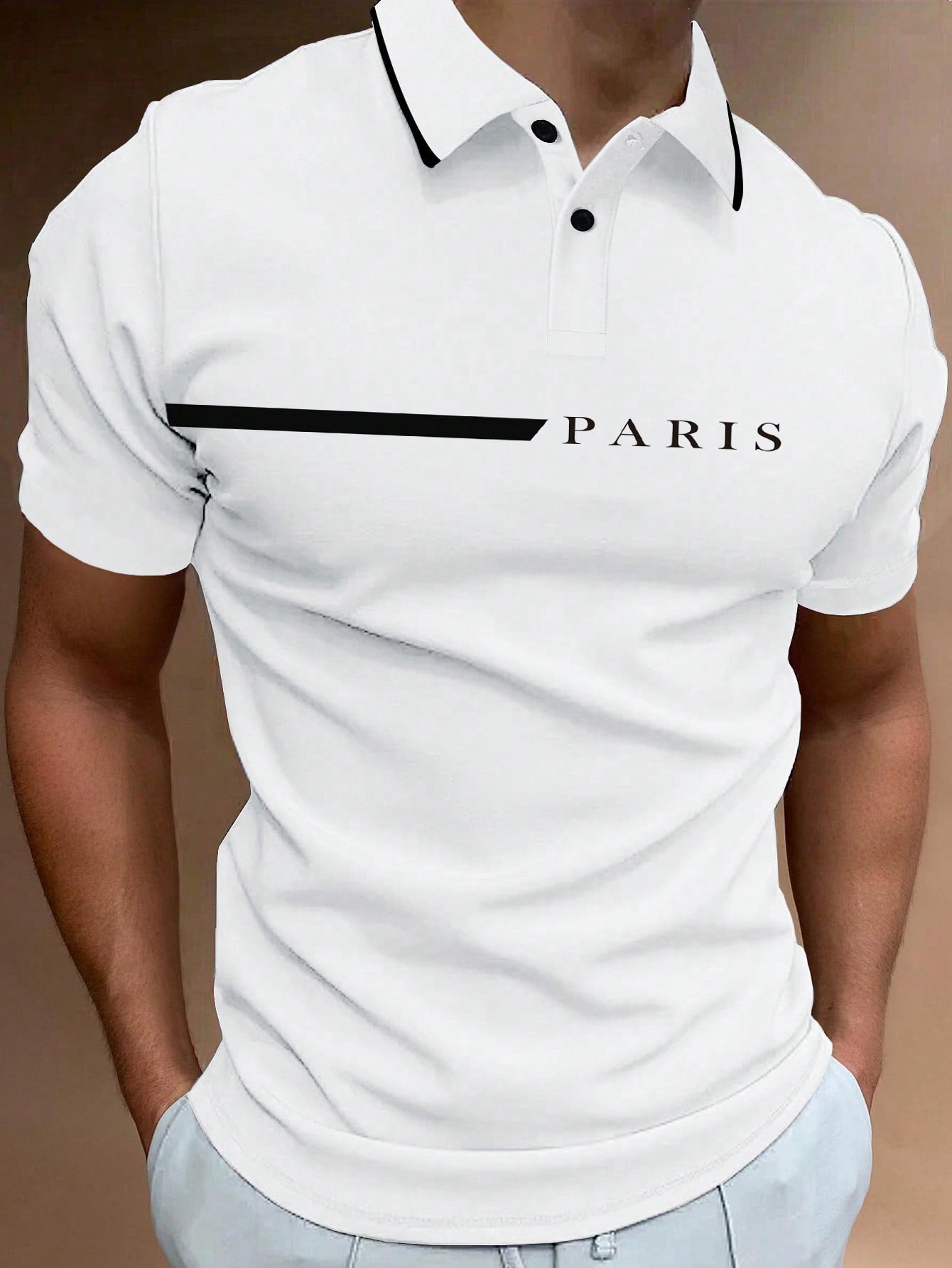 Men'S Short Sleeve Polo Shirt With Letter Print