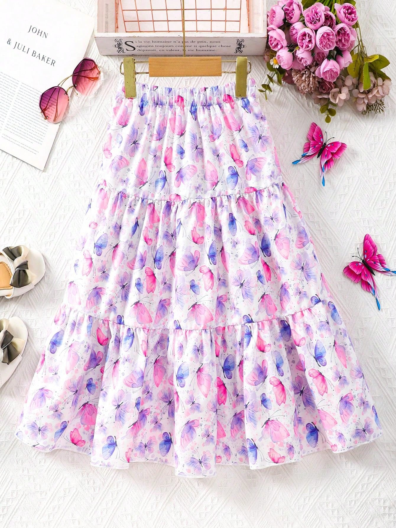 Tween Girl Summer Casual Vacation Style Flower Printed Skirt