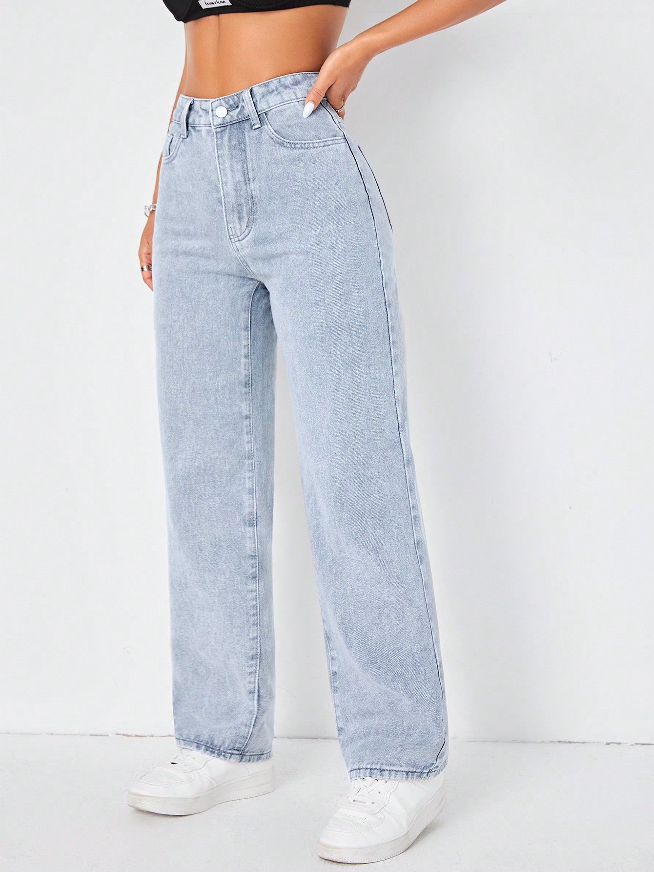 High Waist Straight Leg Jeans