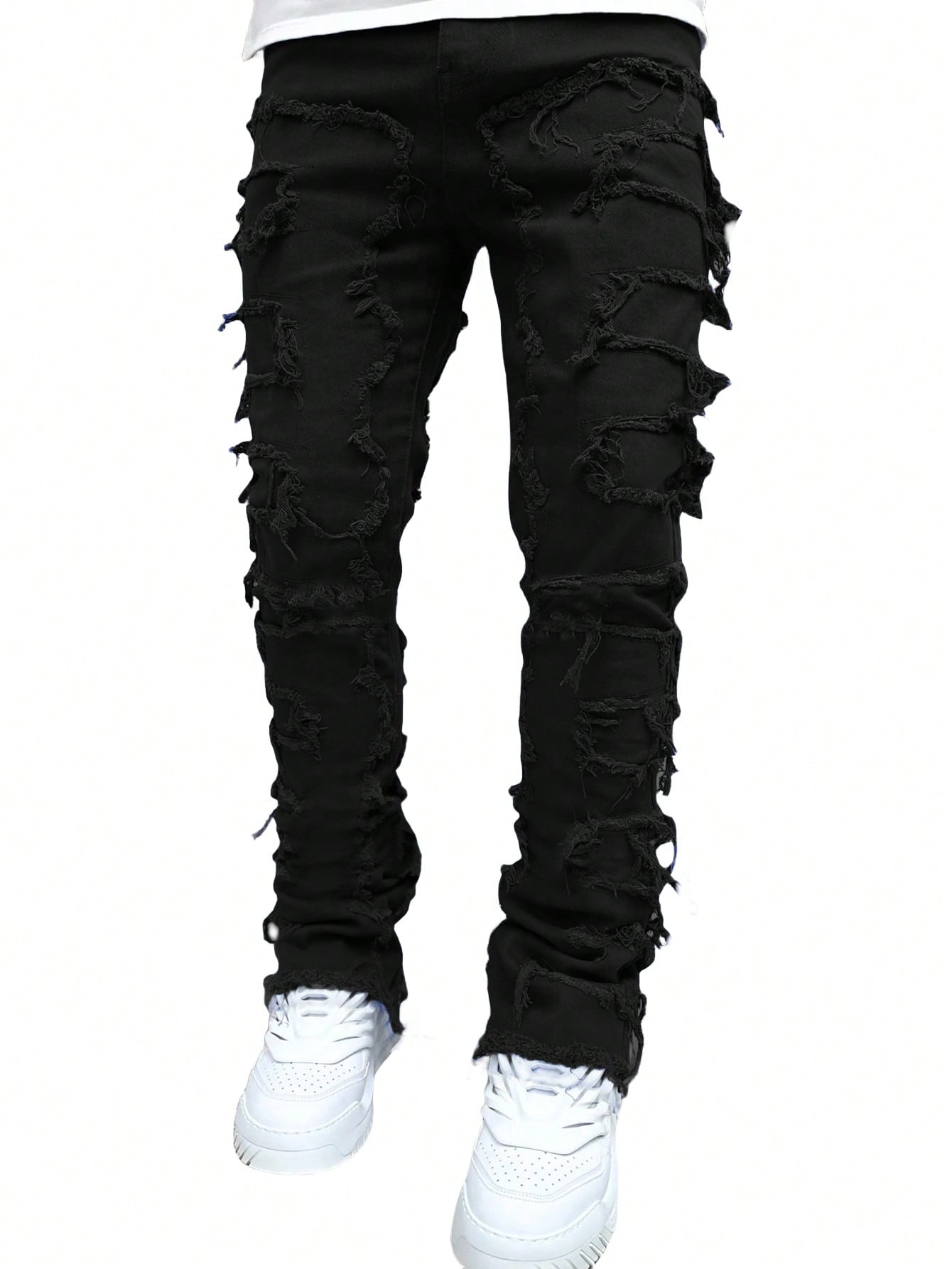 Street Life Men Fashion Solid Color Skinny Distressed Jeans