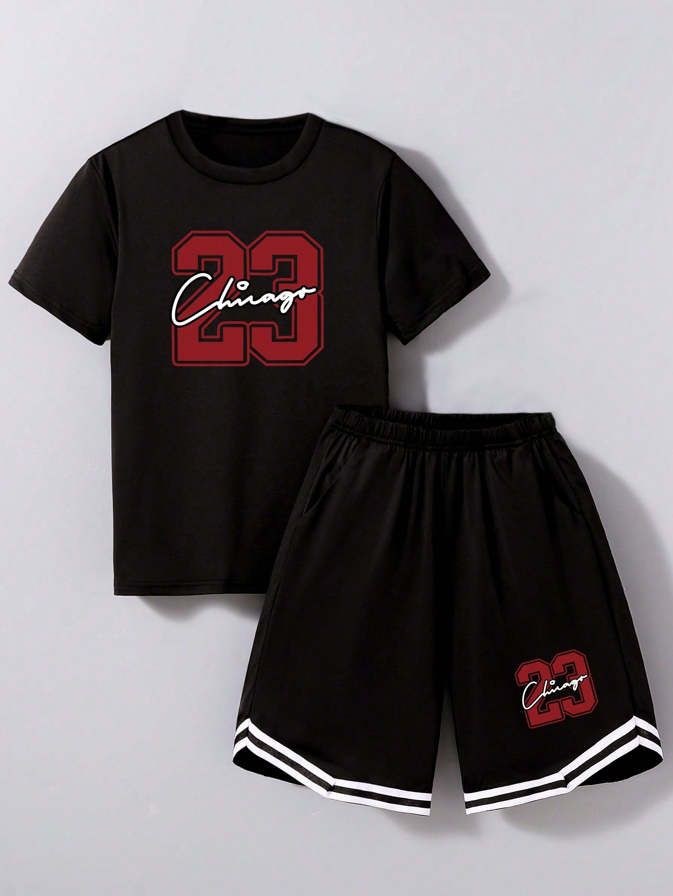 2pcs/Set Tween Boy Sportswear Basketball Jersey & Letter Print T-Shirt And Shorts Set, Summer