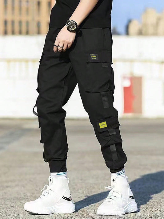 Tween Boy Spring/Summer/Autumn Casual Drawstring School Pants, Stylish Cargo Pants Without Fleece