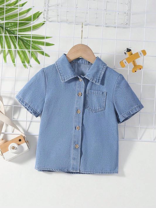 Young Boy Handsome Light Wash Denim Jacket