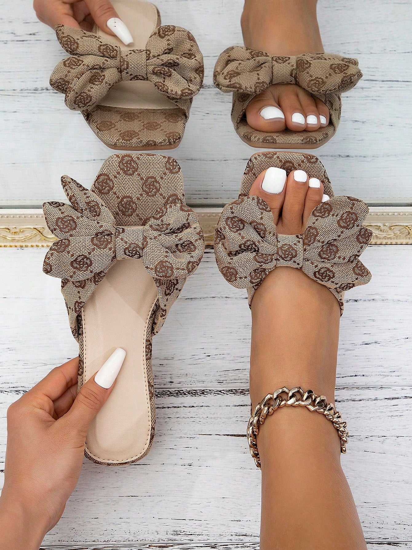 Bow Decor Slide Sandals