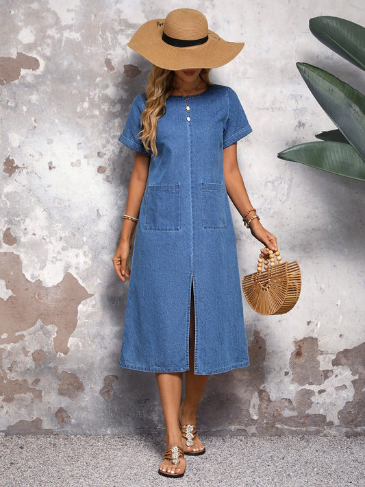 Women Summer Fashion Simple Denim Dress