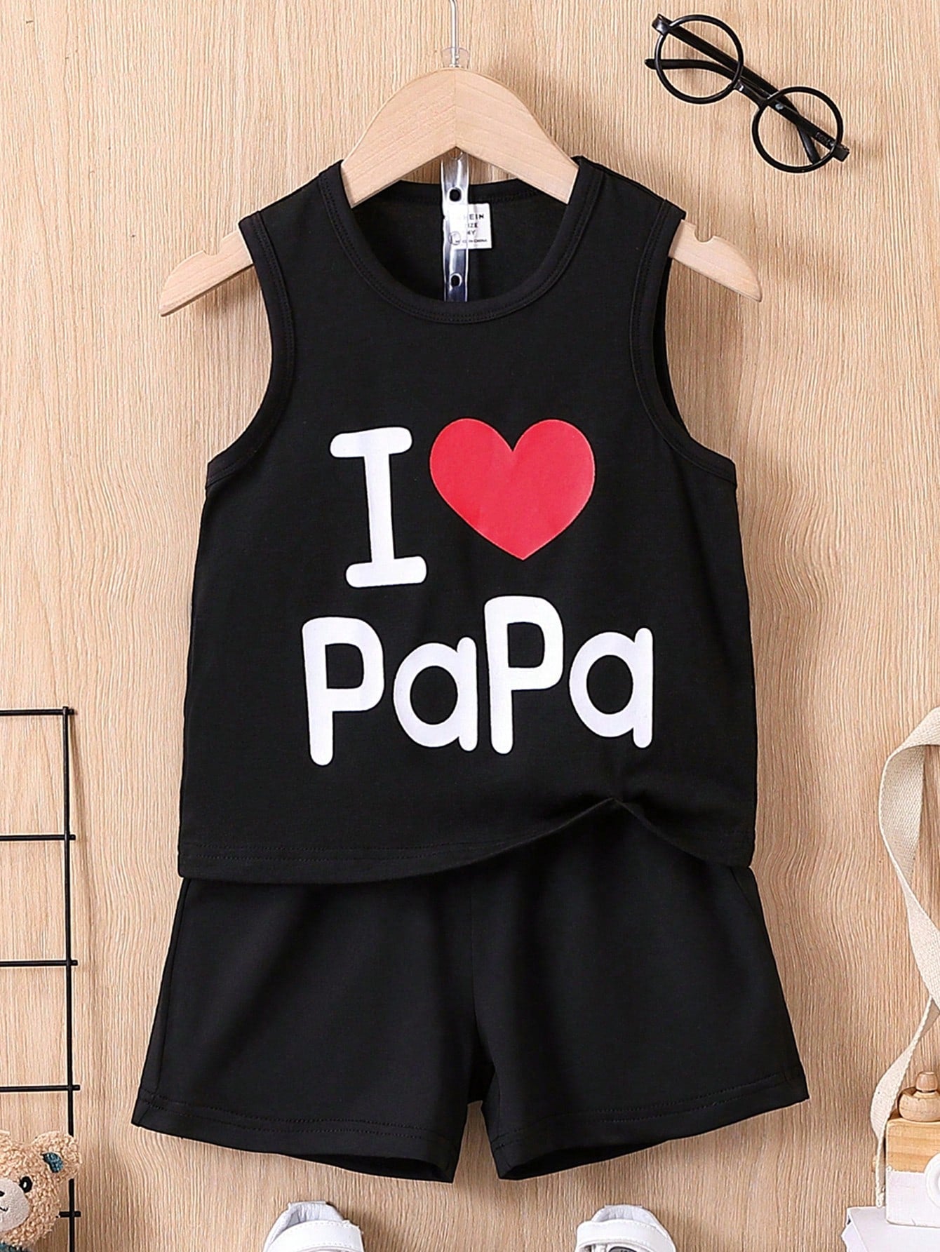 Young Boy Casual Heart And Letter Print Sleeveless Tank Top For Summer