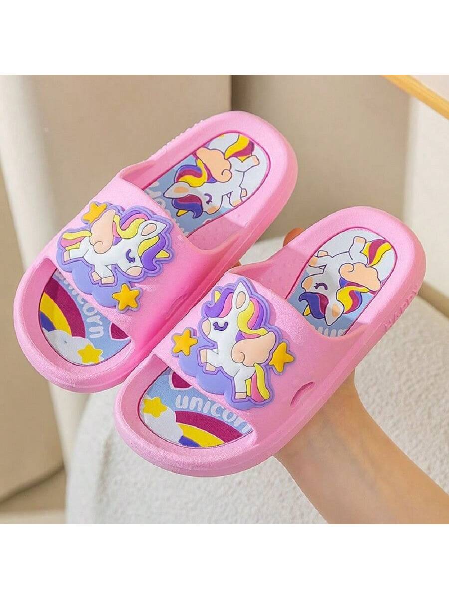 Cute Cartoon Slippers For Baby Girls, Non Slip Lightweight Open Toe Slippers For Indoor Shower Pool, All Seasons