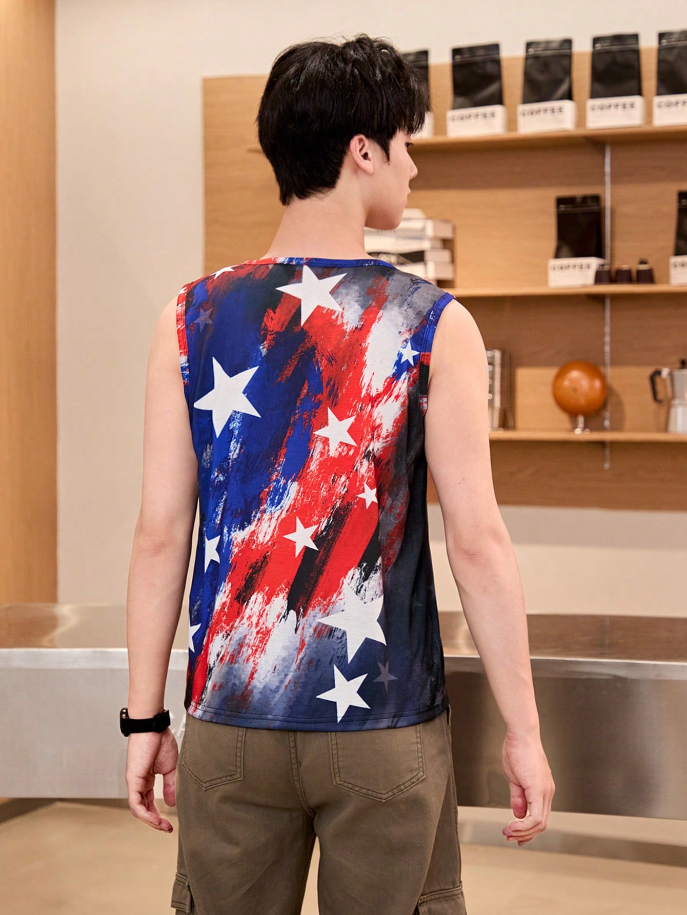 Teen Boy Star Print Sleeveless Tank Top