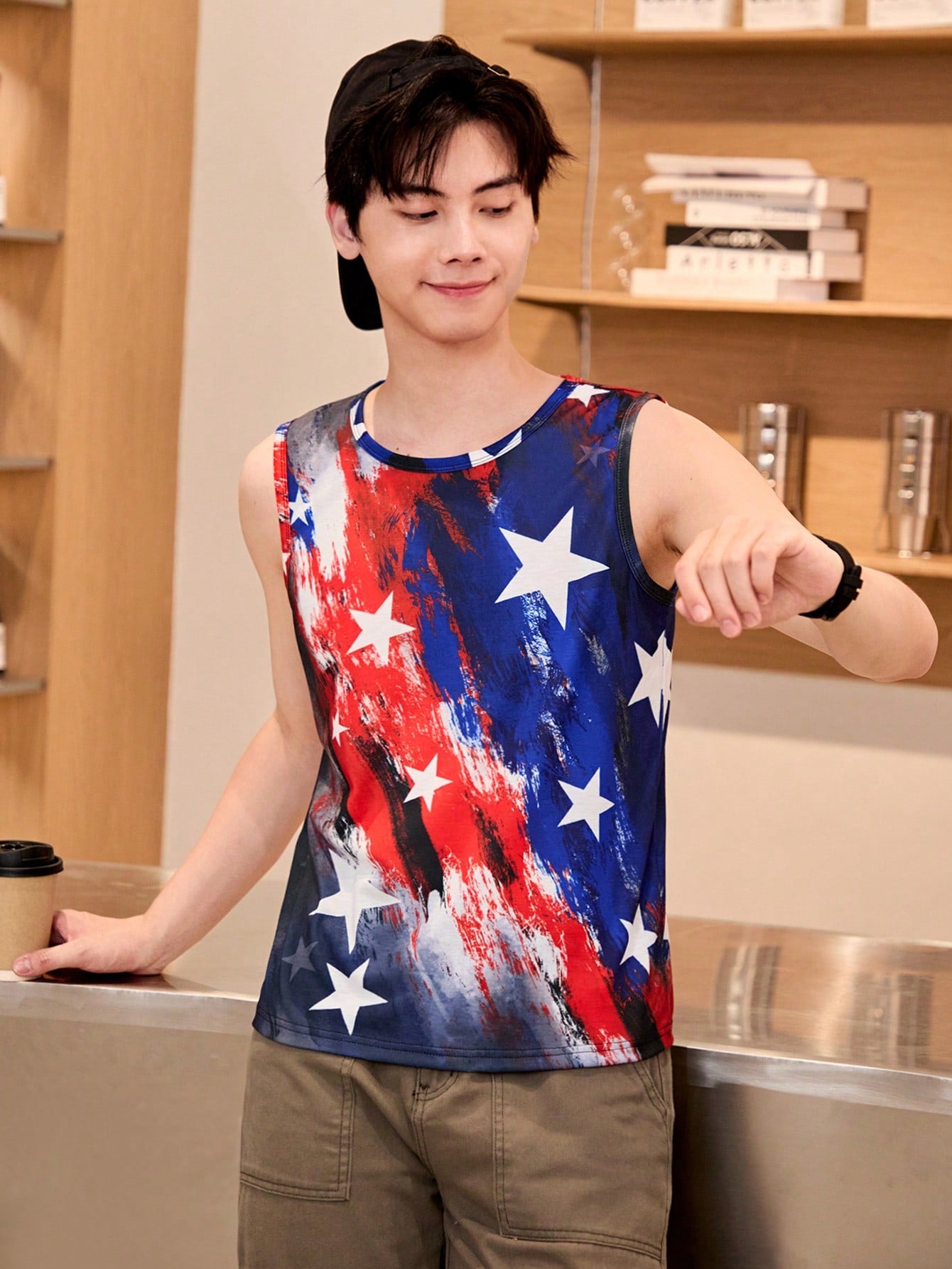 Teen Boy Star Print Sleeveless Tank Top