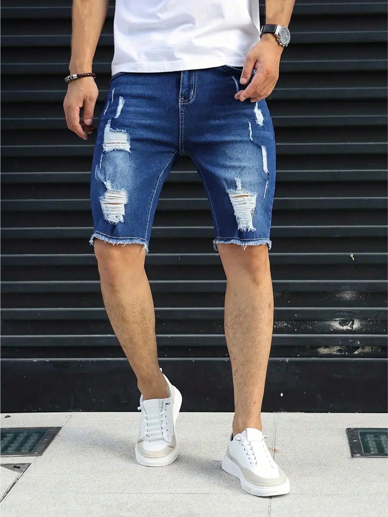 Teen Boy Ripped Raw Edge Denim Shorts