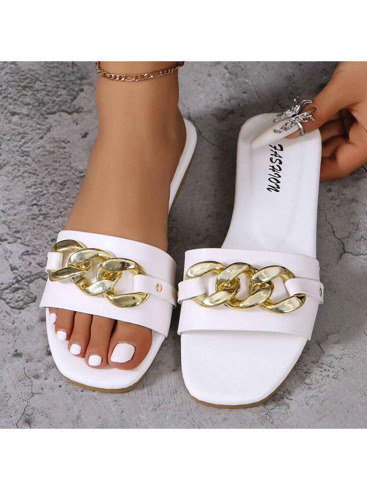 Women's Green One-Strap Slides, Comfortable & Fashionable Simple Flat Sandals For Indoor/Outdoor Wear