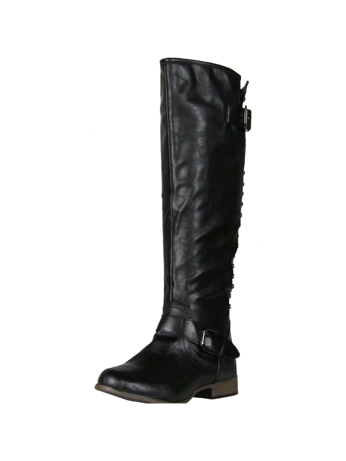 Womens Zipper Back Two Buckle Riding Boots