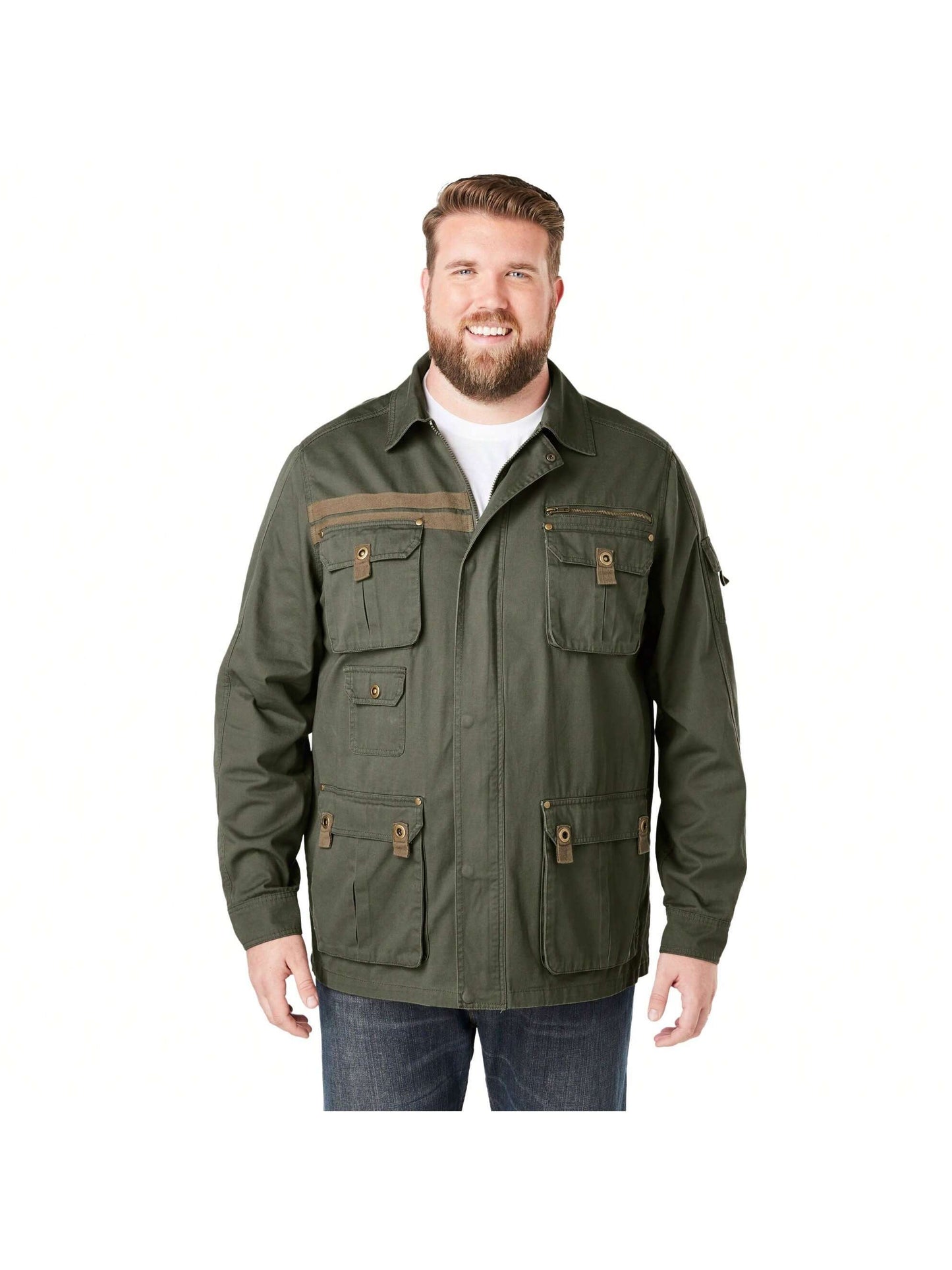 Boulder Creek By KingSize Men's Big & Tall 9 Pocket Twill Utility Jacket