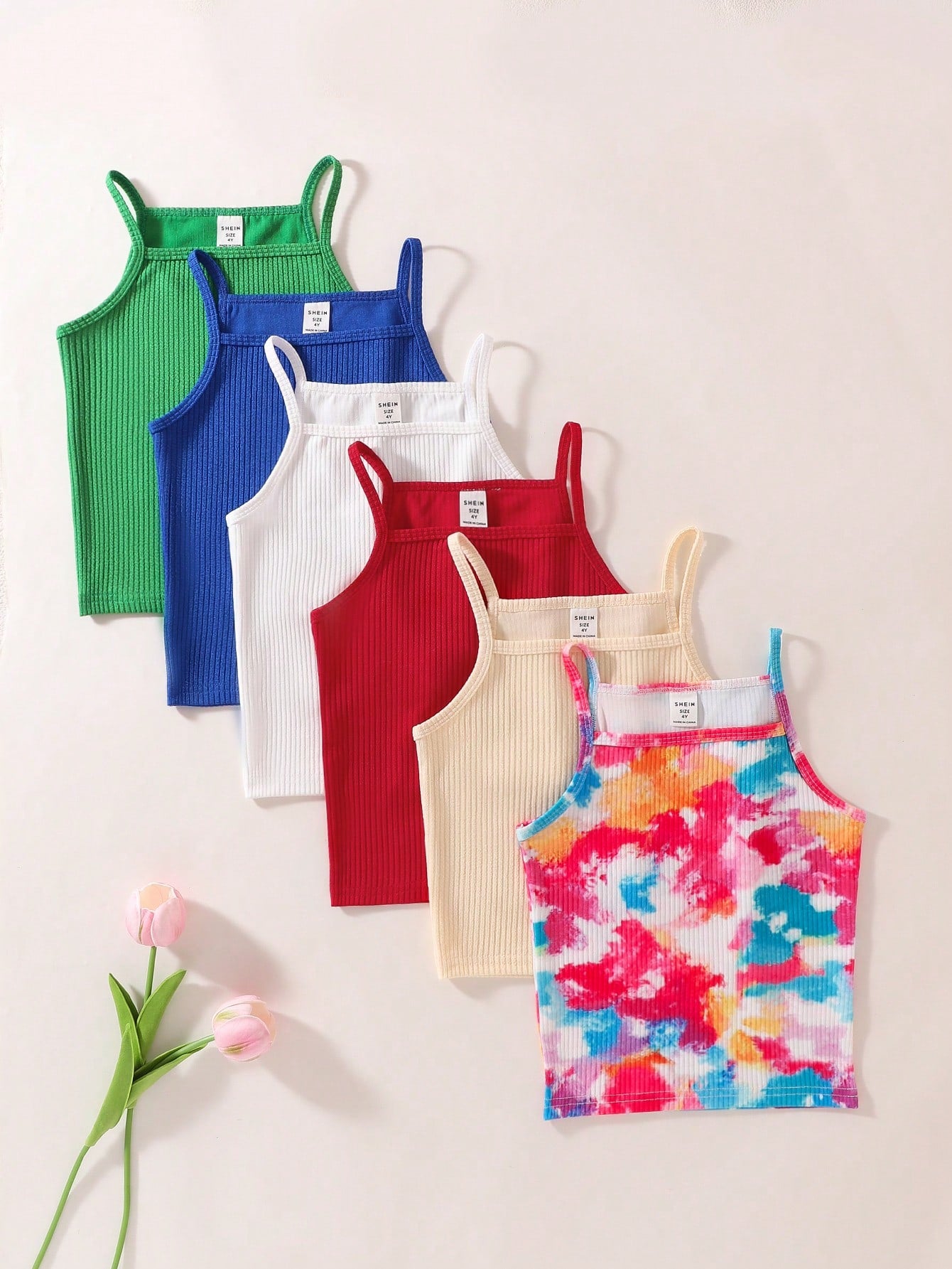 Young Girl Spring/Summer Casual Basic Camisole Underwear 5pcs/Set