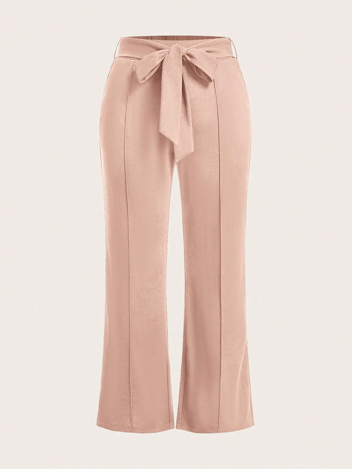 Plus  Summer Women Solid Belted Flare Summer Leg Pants