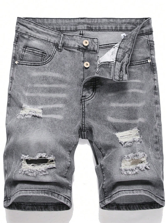 Fashionable And Casual Loose Fit Denim Shorts For Big Size Men