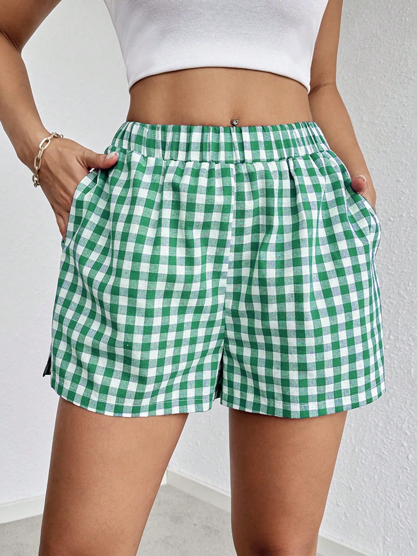 Striped Print Elastic Waist Shorts