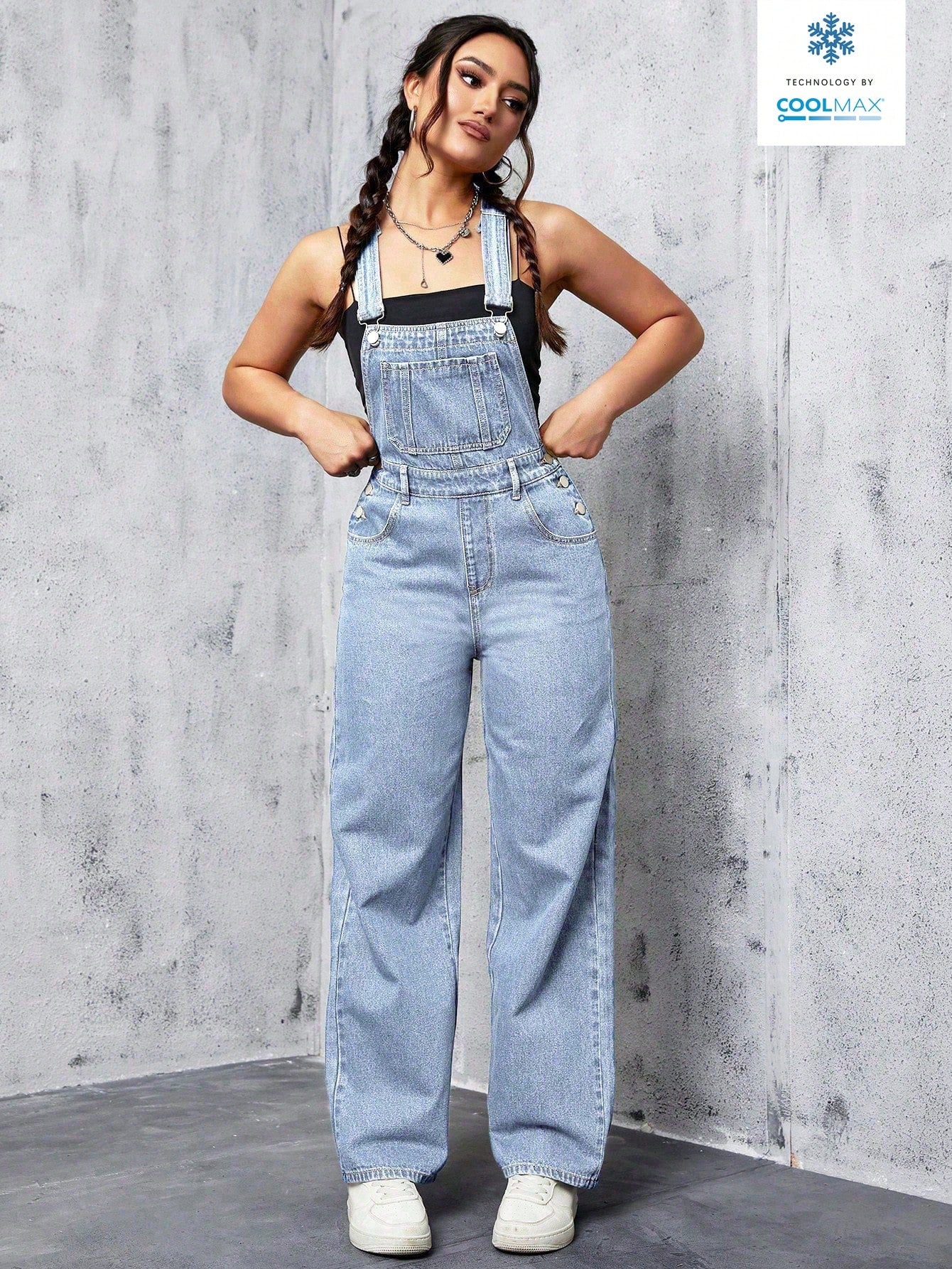 Slant Pocket Denim Overalls Without Top