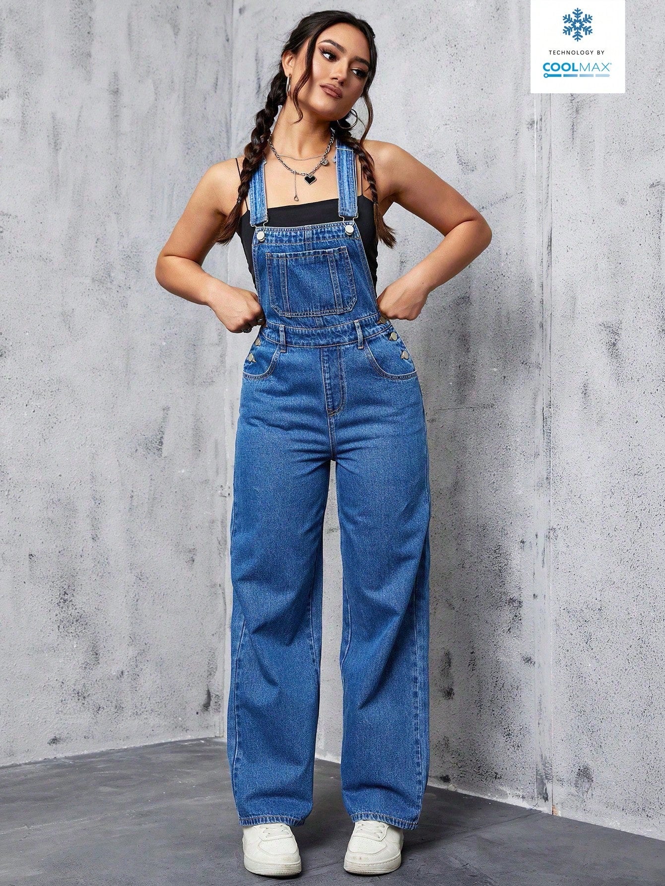 Slant Pocket Denim Overalls Without Top