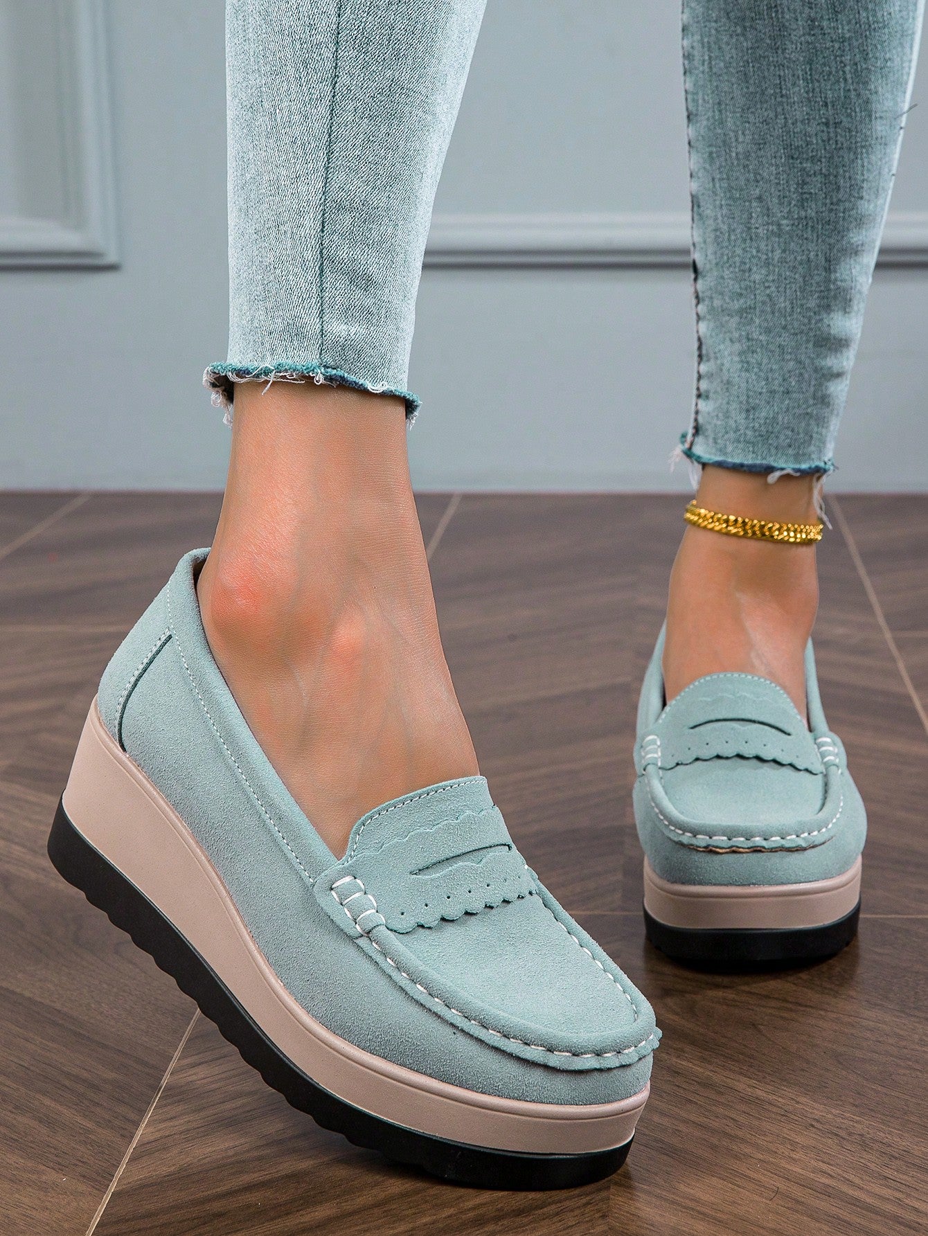 Women Wedge Heel & Thick Sole Shoes, Casual Spring New Lightweight Platform Shoes, Anti-Slip Fashion Sports Women Shoes