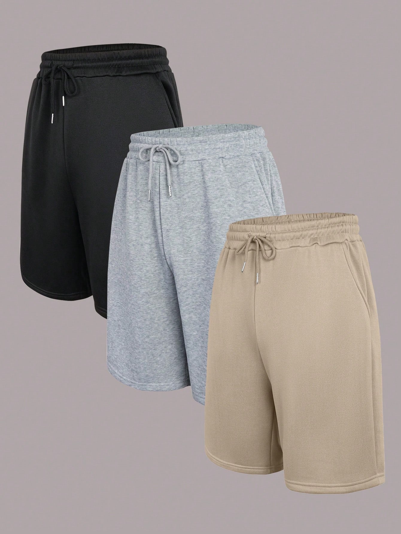 Men Drawstring Waist Slant Pocket Shorts