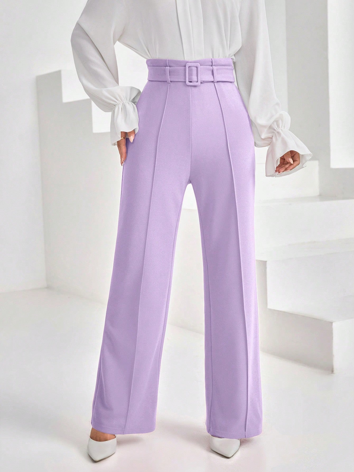 Women's High Waisted Belted Loose Pants