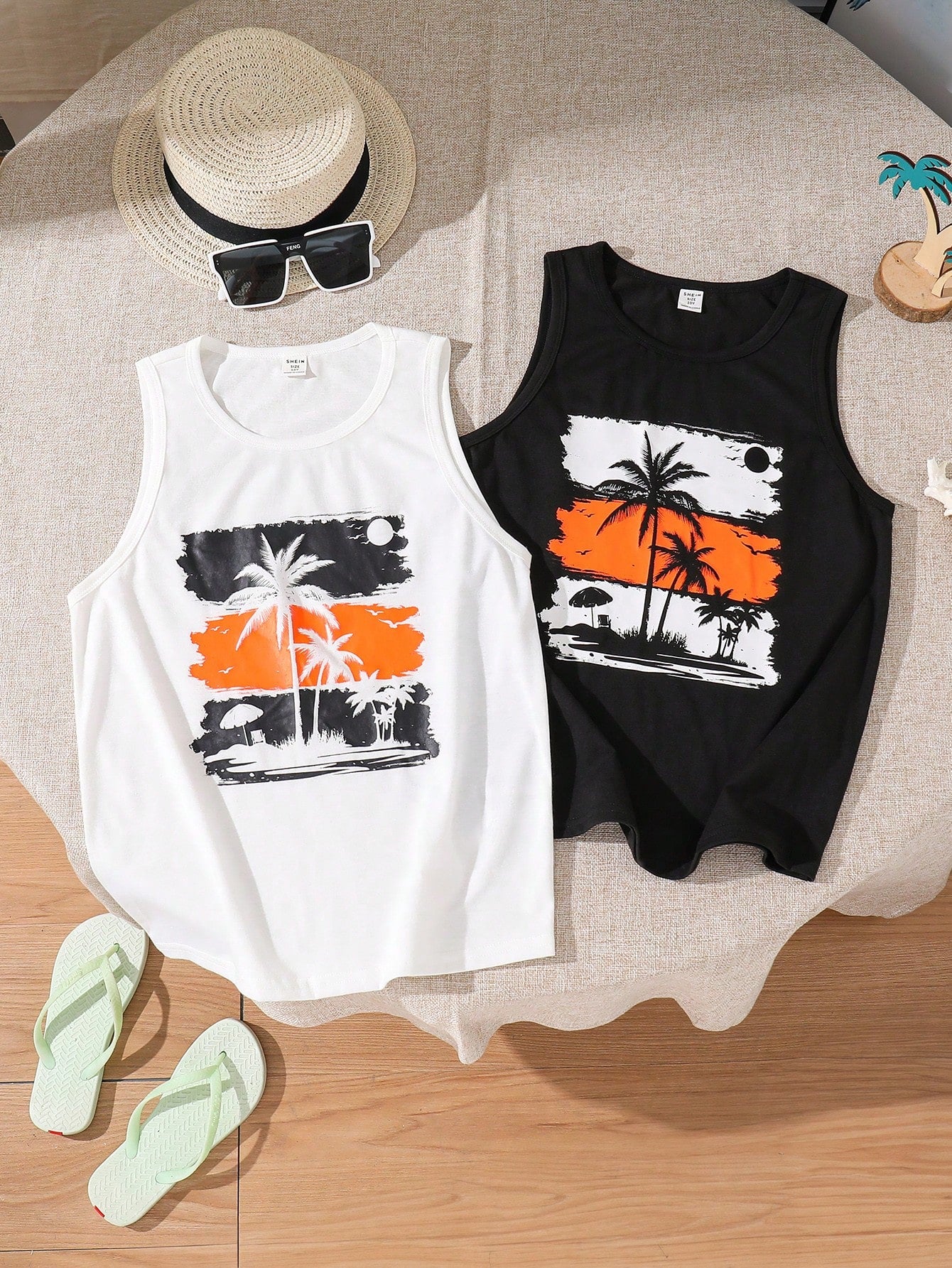 Tween Boy Tropical Print Casual Summer Tank Top