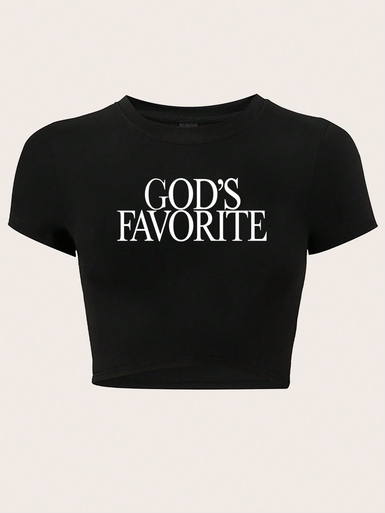 Women Simple Printed Crop Top Slim Fit T-Shirt GOD'S FAVORITE