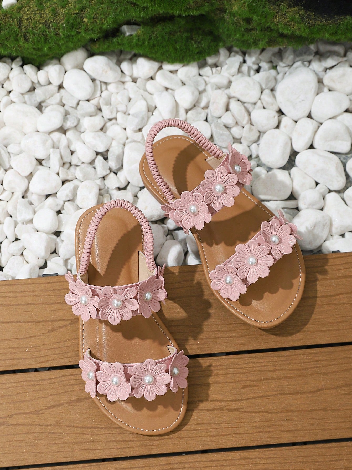 Girls' Sweet And Lovely Style Flat Sandals, White, For Daily Wear, Summer Or Spring