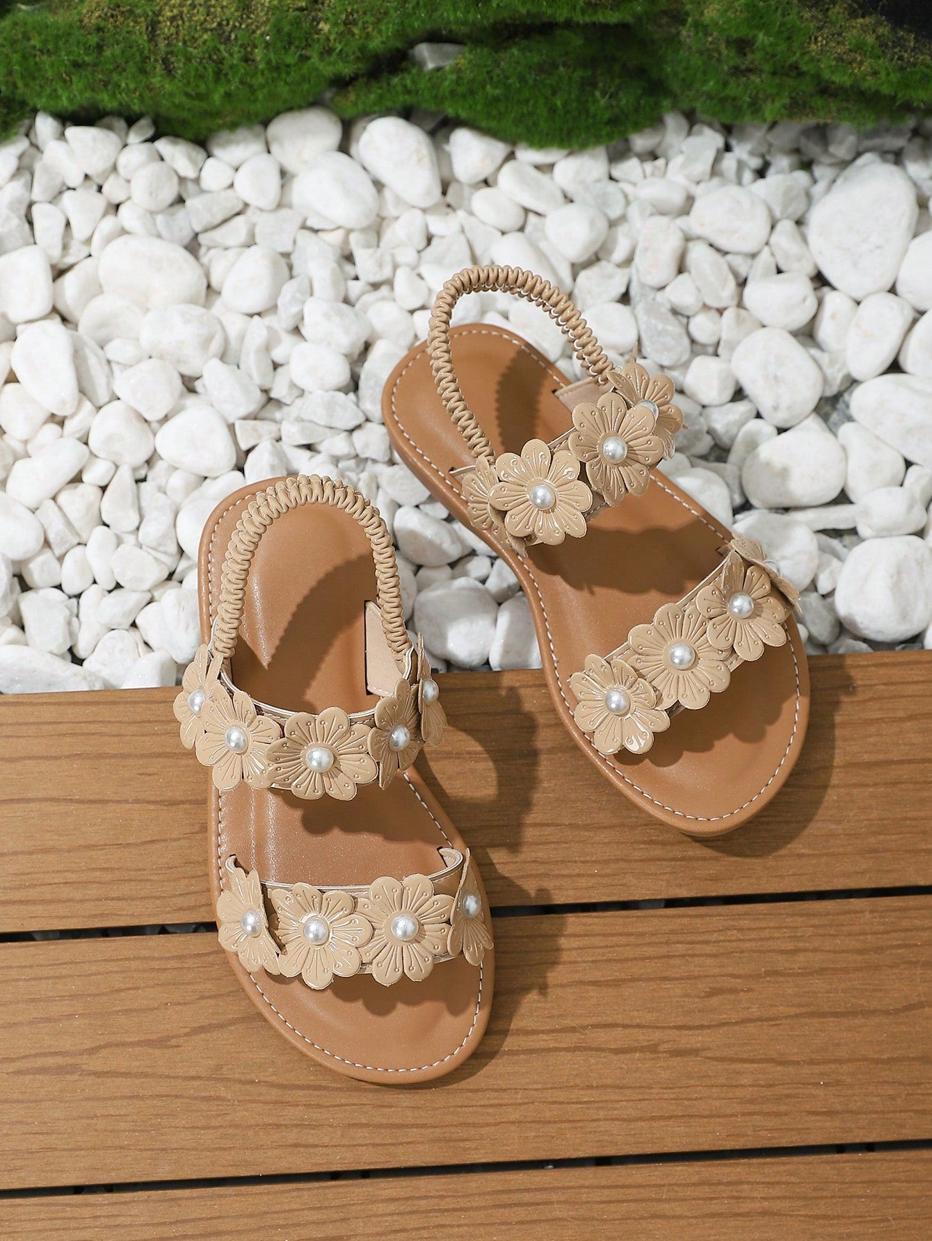 Girls' Sweet And Lovely Style Flat Sandals, White, For Daily Wear, Summer Or Spring