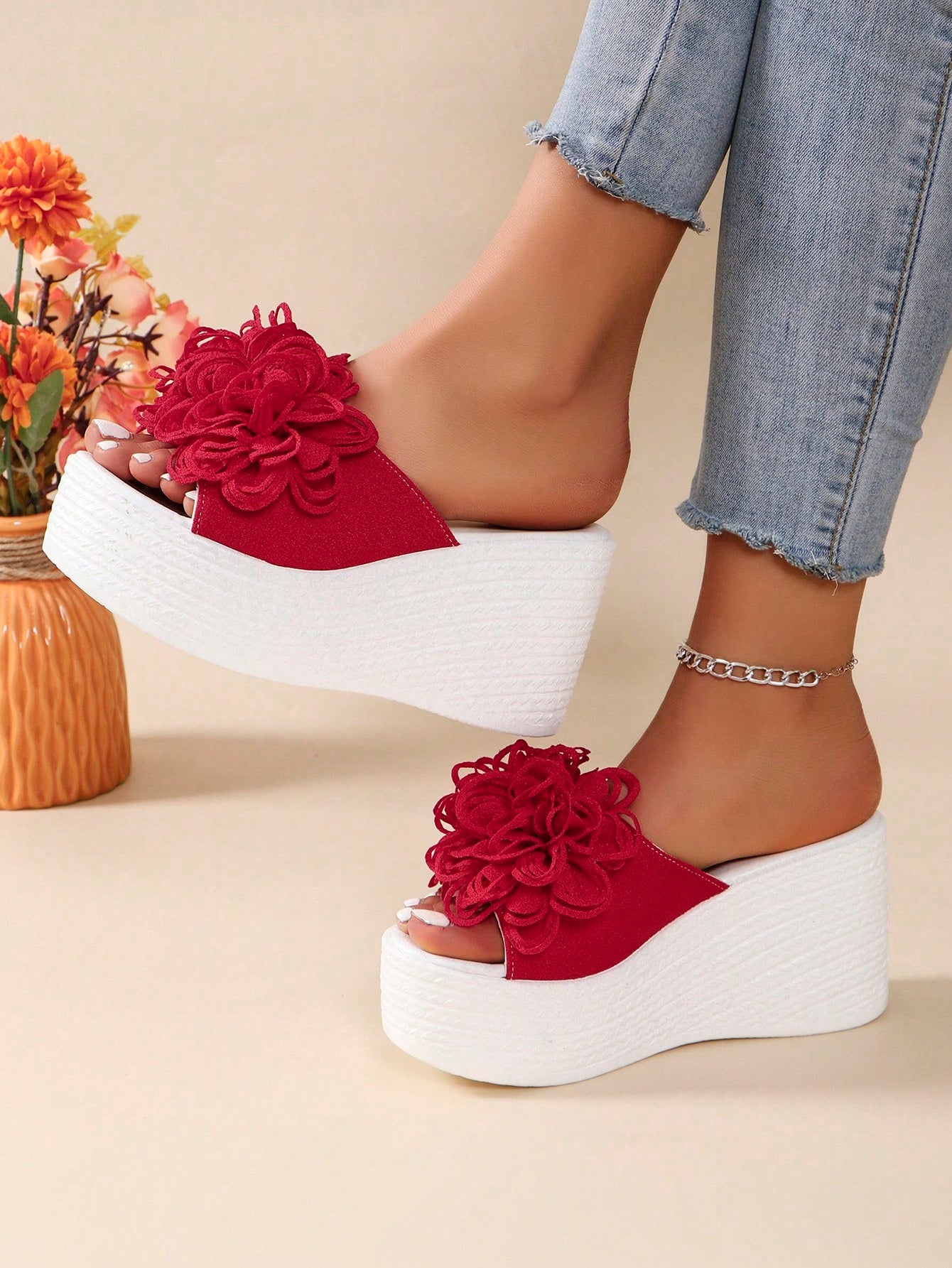 Ladies" Fashionable Waterproof High Wedge Heel And Thick Platform Sandals For Outdoor Wear